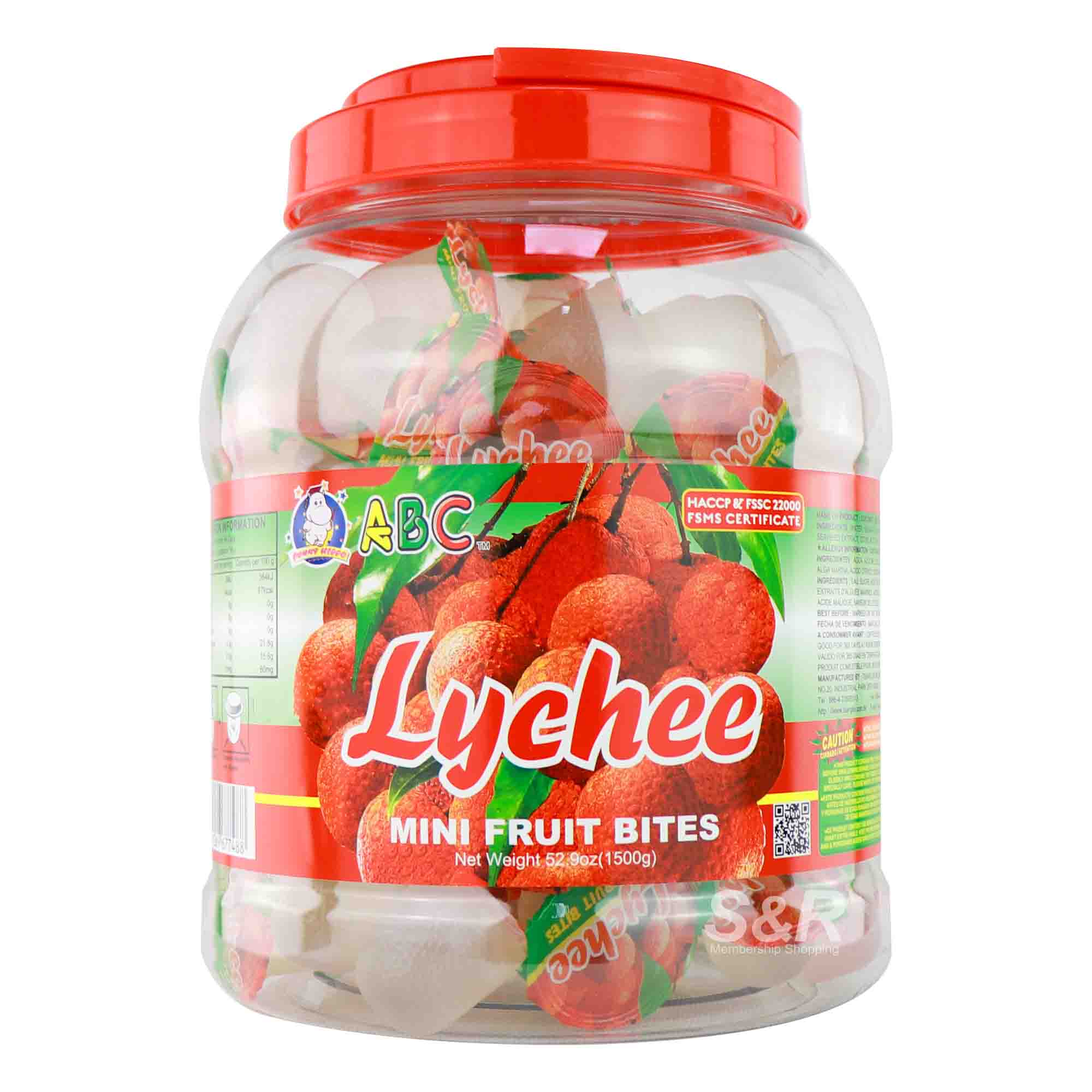 ABC Lychee Mini Fruit Bites 1.5kg ABC Lychee Mini Fruit Bites 1.5kg
